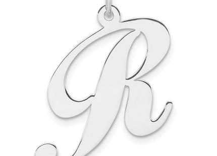 Large Sterling Silver Rhodium-plated Fancy Script Letter Initial Charm
