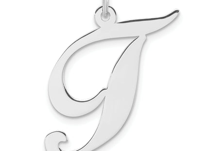 Large Sterling Silver Rhodium-plated Fancy Script Letter Initial Charm