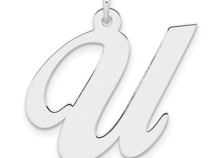 Large Sterling Silver Rhodium-plated Fancy Script Letter Initial Charm