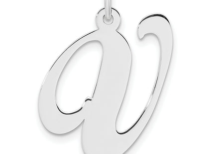 Large Sterling Silver Rhodium-plated Fancy Script Letter Initial Charm