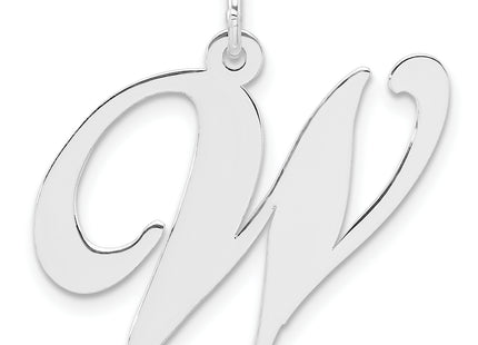Large Sterling Silver Rhodium-plated Fancy Script Letter Initial Charm