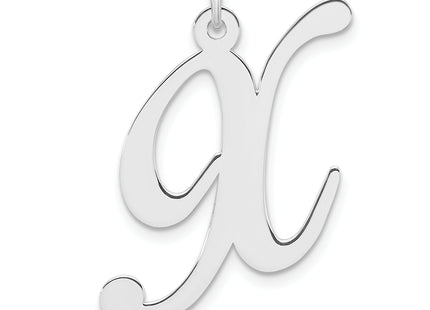 Large Sterling Silver Rhodium-plated Fancy Script Letter Initial Charm