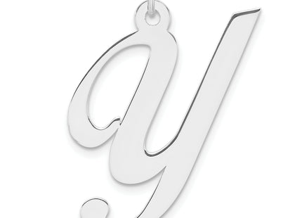 Large Sterling Silver Rhodium-plated Fancy Script Letter Initial Charm