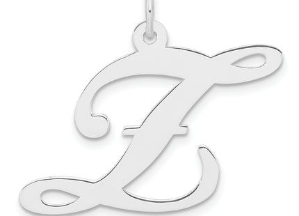 Large Sterling Silver Rhodium-plated Fancy Script Letter Initial Charm