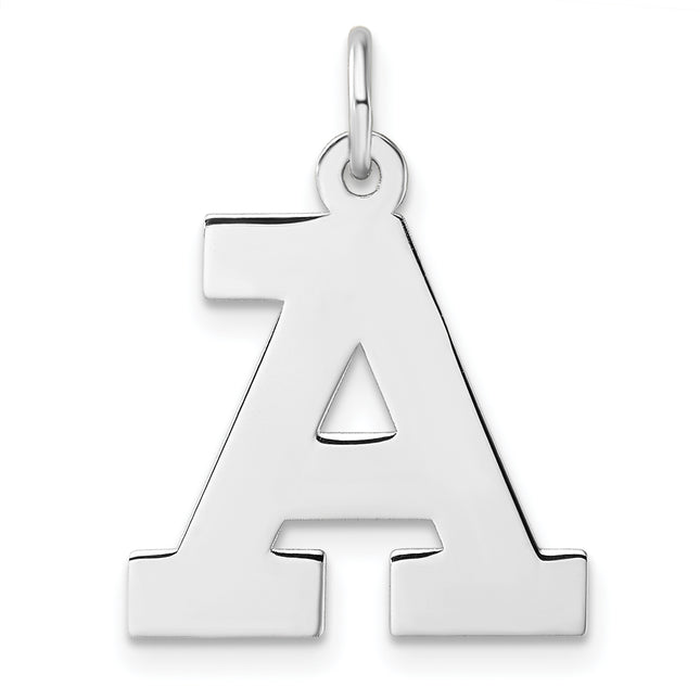 Large Sterling Silver Rhodium-plated Block Letter Initial Charm