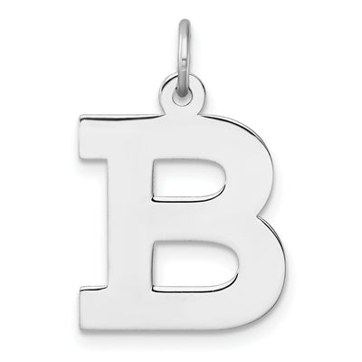 Large Sterling Silver Rhodium-plated Block Letter Initial Charm