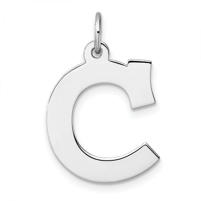 Large Sterling Silver Rhodium-plated Block Letter Initial Charm