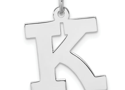 Large Sterling Silver Rhodium-plated Block Letter Initial Charm