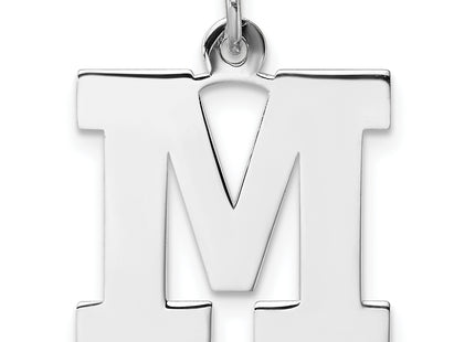 Large Sterling Silver Rhodium-plated Block Letter Initial Charm