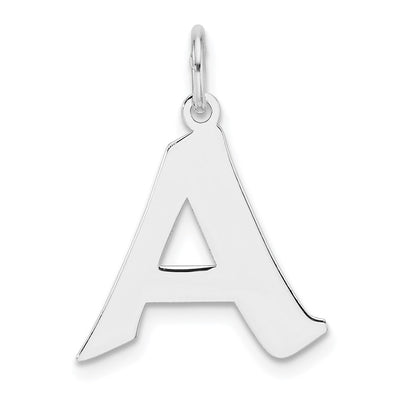 Small Sterling Silver Rhodium-plated Artisan Block Letter Initial Charm