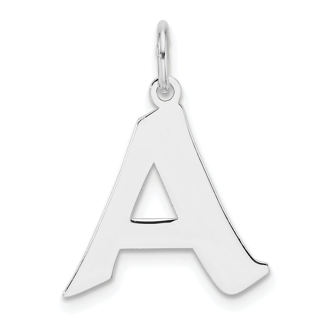 Small Sterling Silver Rhodium-plated Artisan Block Letter Initial Charm