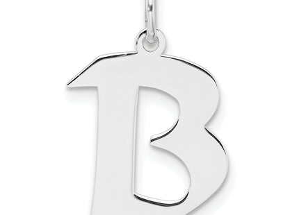 Small Sterling Silver Rhodium-plated Artisan Block Letter Initial Charm