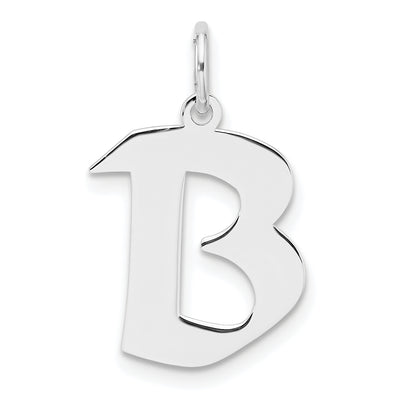 Small Sterling Silver Rhodium-plated Artisan Block Letter Initial Charm