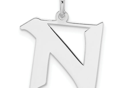 Small Sterling Silver Rhodium-plated Artisan Block Letter Initial Charm