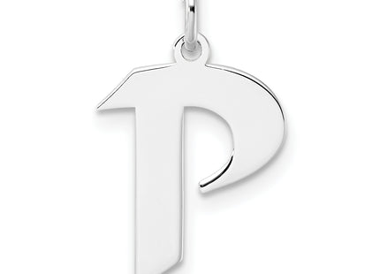 Small Sterling Silver Rhodium-plated Artisan Block Letter Initial Charm