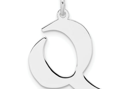Small Sterling Silver Rhodium-plated Artisan Block Letter Initial Charm