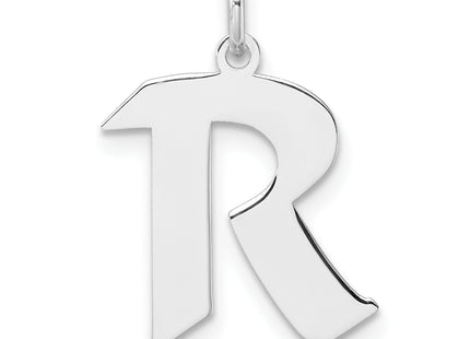 Small Sterling Silver Rhodium-plated Artisan Block Letter Initial Charm