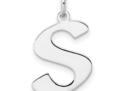 Small Sterling Silver Rhodium-plated Artisan Block Letter Initial Charm