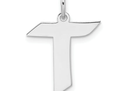 Small Sterling Silver Rhodium-plated Artisan Block Letter Initial Charm