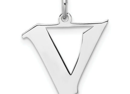 Small Sterling Silver Rhodium-plated Artisan Block Letter Initial Charm