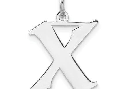 Small Sterling Silver Rhodium-plated Artisan Block Letter Initial Charm