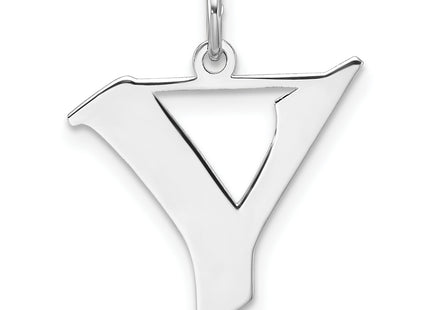 Small Sterling Silver Rhodium-plated Artisan Block Letter Initial Charm