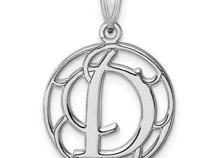 Small Sterling Silver Rhodium-plated Fancy Script Letter Initial Pendant