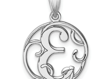 Small Sterling Silver Rhodium-plated Fancy Script Letter Initial Pendant