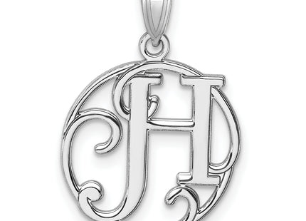 Small Sterling Silver Rhodium-plated Fancy Script Letter Initial Pendant