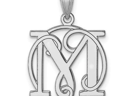 Small Sterling Silver Rhodium-plated Fancy Script Letter Initial Pendant