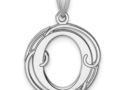 Small Sterling Silver Rhodium-plated Fancy Script Letter Initial Pendant