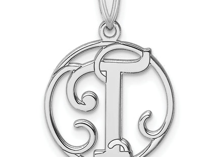 Small Sterling Silver Rhodium-plated Fancy Script Letter Initial Pendant
