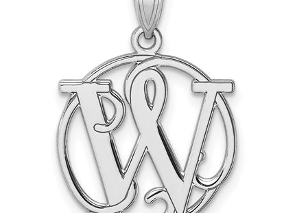 Small Sterling Silver Rhodium-plated Fancy Script Letter Initial Pendant