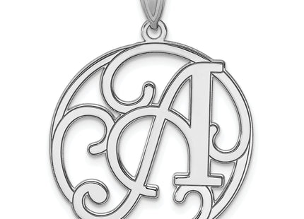 Large Sterling Silver Rhodium-plated Fancy Script Letter Initial Pendant
