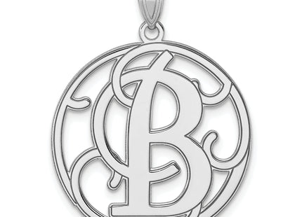 Large Sterling Silver Rhodium-plated Fancy Script Letter Initial Pendant