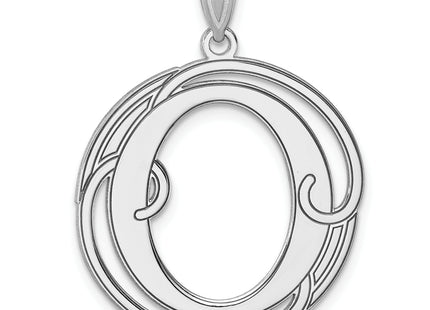 Large Sterling Silver Rhodium-plated Fancy Script Letter Initial Pendant