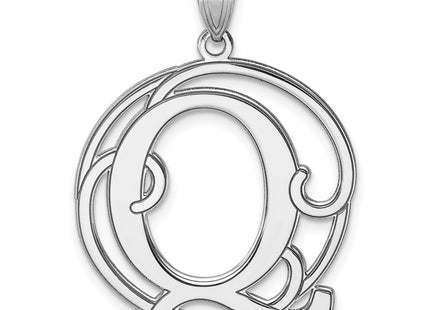 Large Sterling Silver Rhodium-plated Fancy Script Letter Initial Pendant