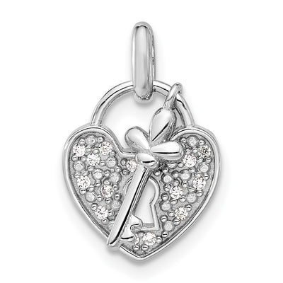 Sterling silver cubic zirconia heart pendant