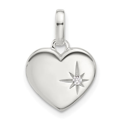 Sterling silver cubic zirconia heart pendant