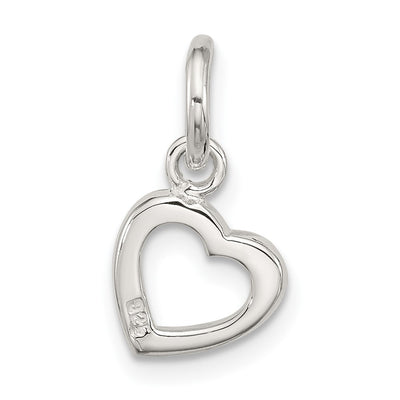Sterling Silver Polished Open Heart Pendant, 15.1 x 9.1mm