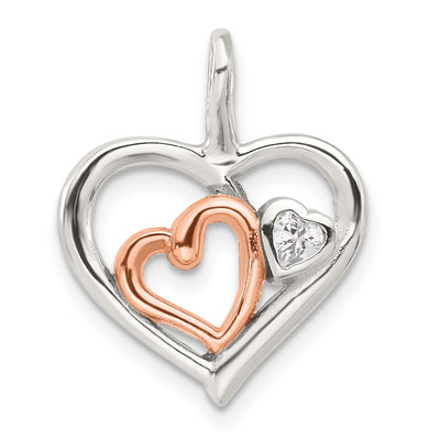 Sterling silver cubic zirconia heart pendant