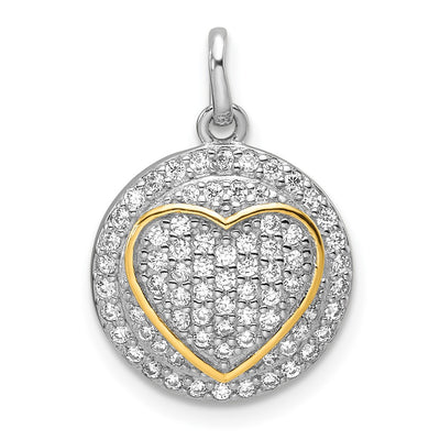 Sterling silver cubic zirconia circle pendant