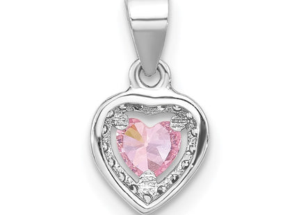 Sterling silver cubic zirconia heart pendant, another view