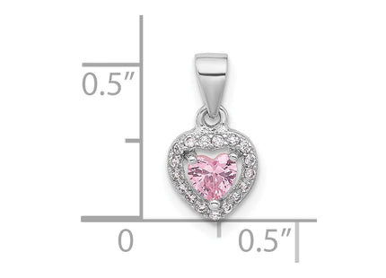 Sterling silver cubic zirconia heart pendant, further view