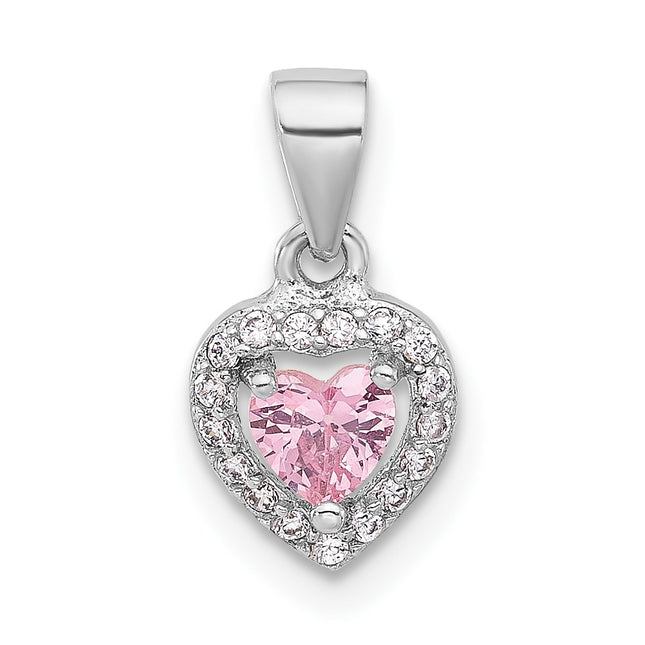 Sterling silver cubic zirconia heart pendant