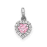 Sterling Silver Rhodium-plated Polished Pink and White CZ Heart Pendant