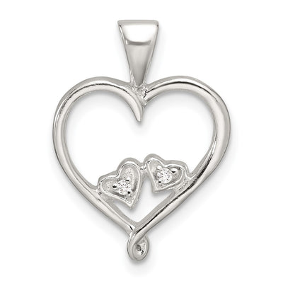 Sterling silver cubic zirconia heart pendant