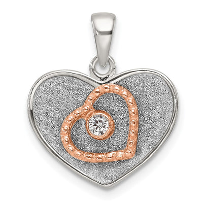 Sterling silver cubic zirconia heart pendant