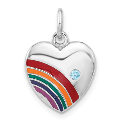Sterling silver cubic zirconia heart pendant