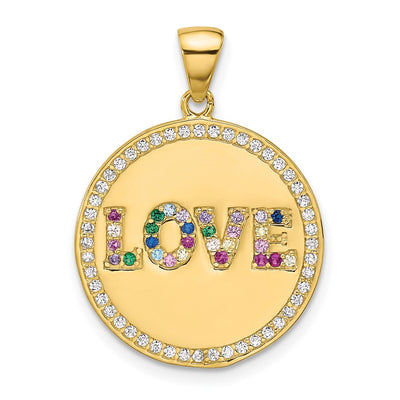 Sterling silver cubic zirconia disc pendant